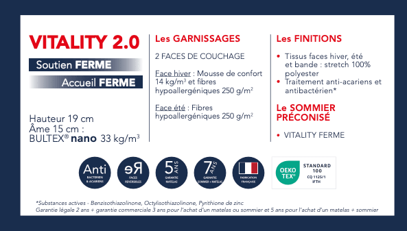 Matelas Bultex Vitality 2.0 – 140X190