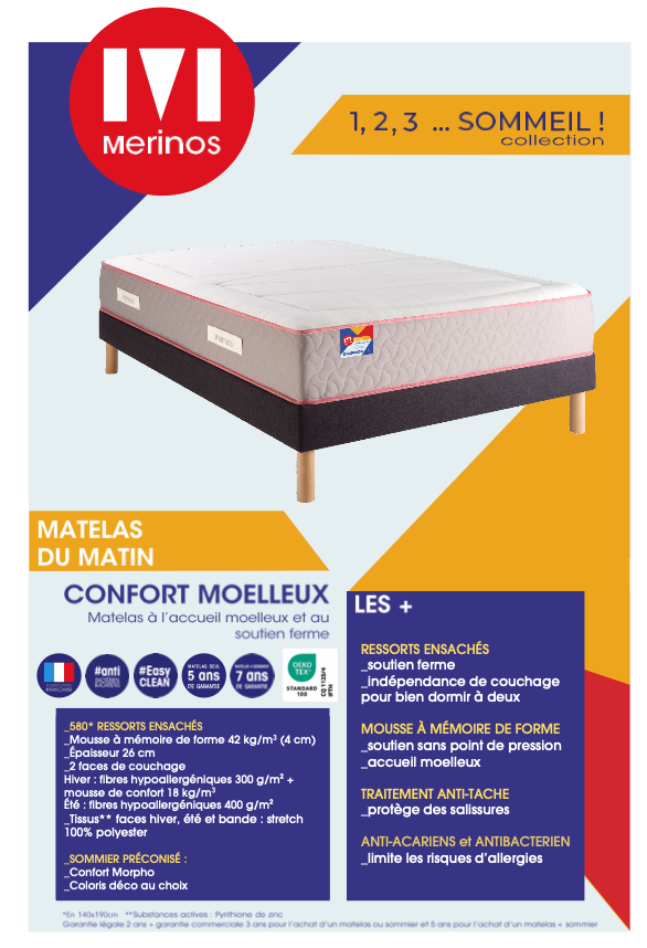 Matelas Merinos – DU MATIN – 90X190